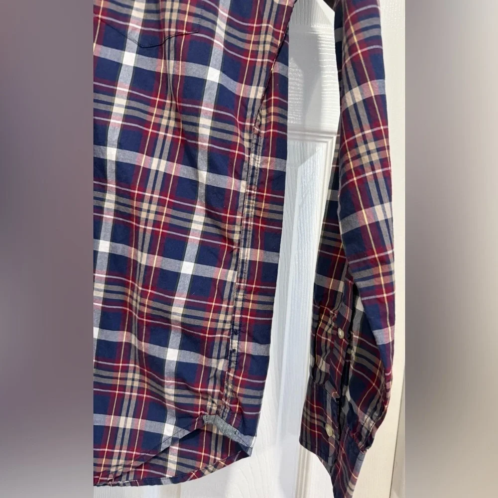 J. Crew Navy and Red Checkered Shirt